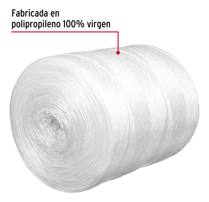 Rafia Color Blanco, Calibre 3.8 G/m, 4.5 Kg Fiero. Rollo De - Mundo Tool 