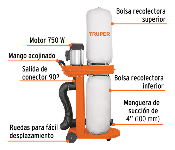 Colector De Polvo 1 Hp, Truper - Mundo Tool 