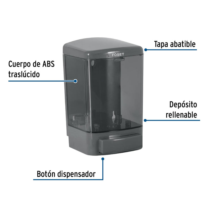 Dosificador para jabón líquido, humo, Foset Basic - Mundo Tool 