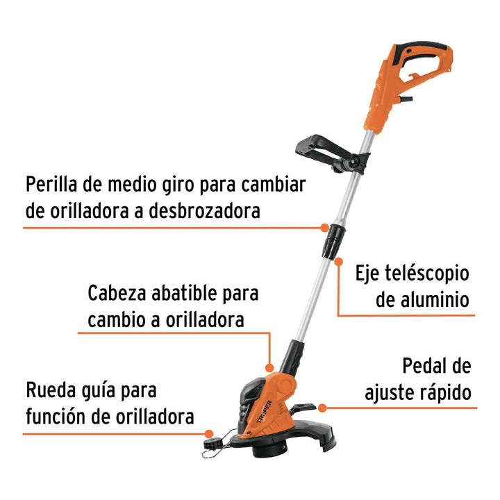 Desbrozadora eléctrica 550 W mango "D", 13" corte, Truper - Mundo Tool 