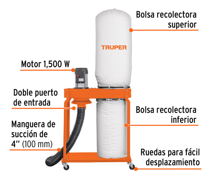 Colector De Polvo 2 Hp, Truper - Mundo Tool 
