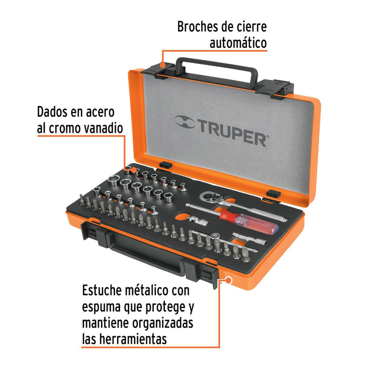 Juego de 45 herramientas cuadro 1/4" std para mecánico - Mundo Tool 