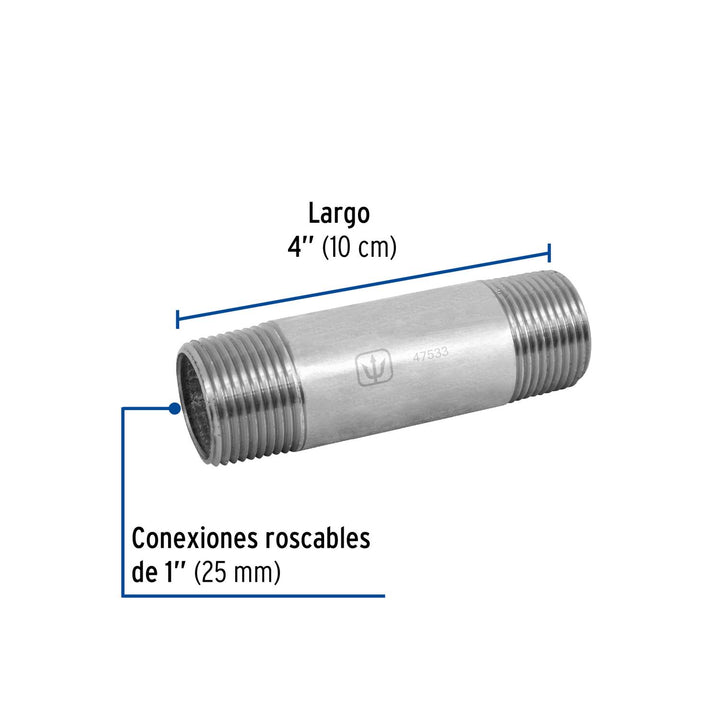 Niple Galvanizado 1' X 4' Cédula 40 Foset - Mundo Tool 