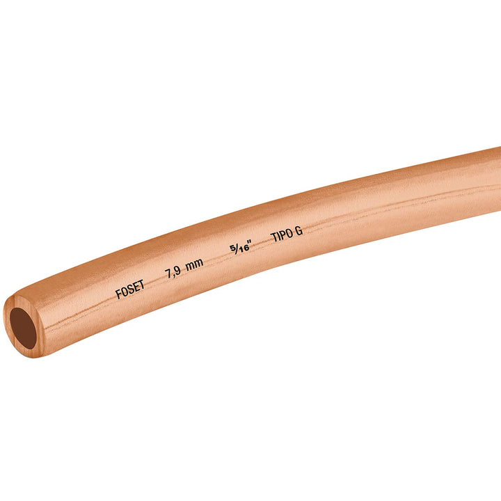 FosetTubo de cobre flexible, 5/16', rollo de 15 metros - Mundo Tool 