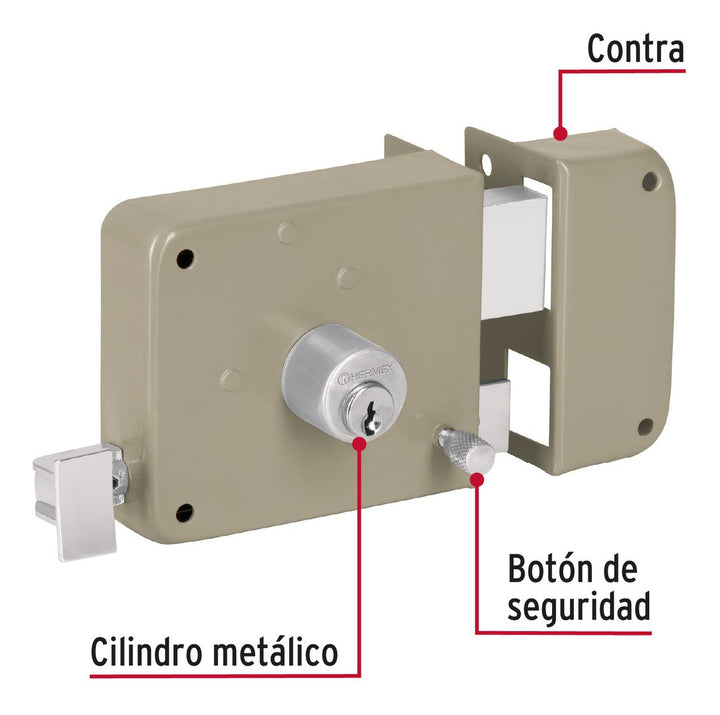 Derecha - Cerradura Sobreponer Instala-fácil Blister Hermex - Mundo Tool 