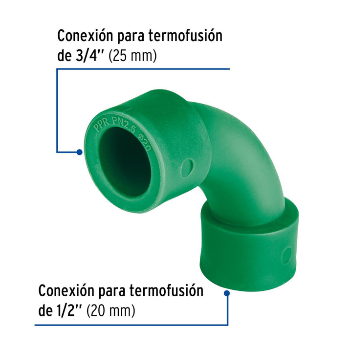 Curva 90° de PPR 3/4' x 1/2', Foset Termoflow - Mundo Tool 