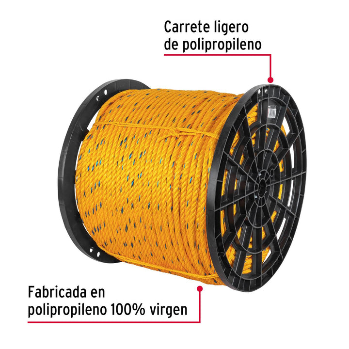 METRO DE CUERDA AMARILLA DE 16MM EN ROLLO DE 300M FIERO - Mundo Tool 