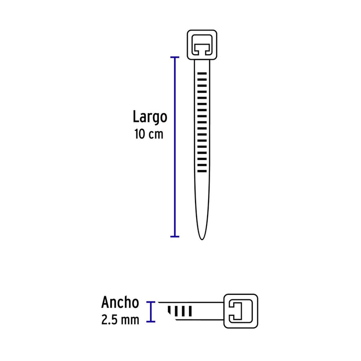 Cincho plástico verde 18 lb, 10 cm bolsa con 100 piezas Volteck - Mundo Tool 