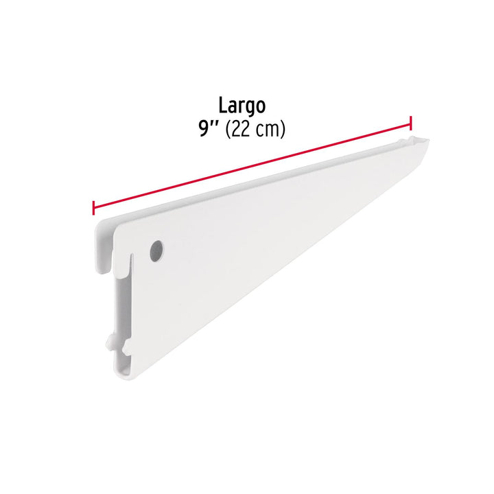 Ménsula plana blanca para cremallera doble, 22cm, Fiero. 1 pza - Mundo Tool 