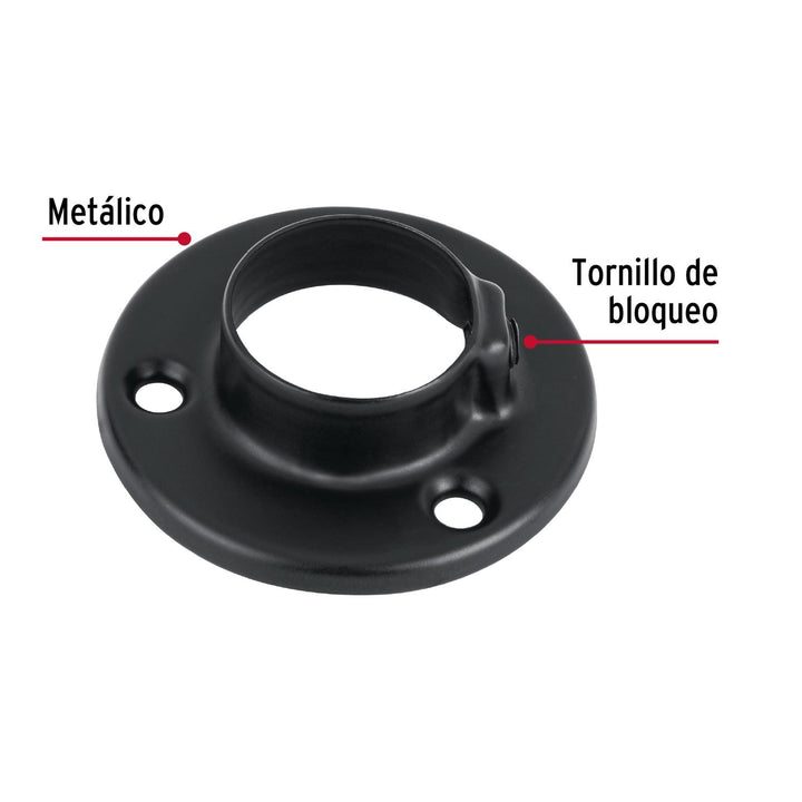 Brida negra para tubo redondo de closet, Hermex - Mundo Tool 