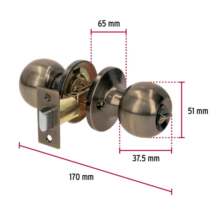 Cerradura esfera tubular baño antiguo Basic blister Hermex - Mundo Tool 