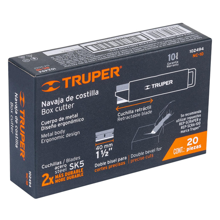 Navaja de costilla con cuerpo metálico, Truper - Mundo Tool 