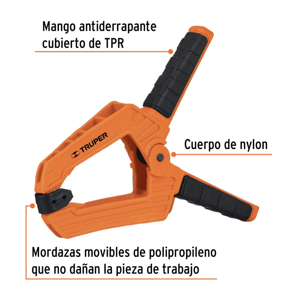Prensa de resorte de 6", cuerpo de nylon con mango de TPR - Mundo Tool 