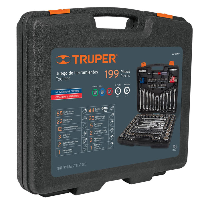 Juego De Dados Cuadro 1/4 3/8 Y 1/2' 199pzs S Truper - Mundo Tool 