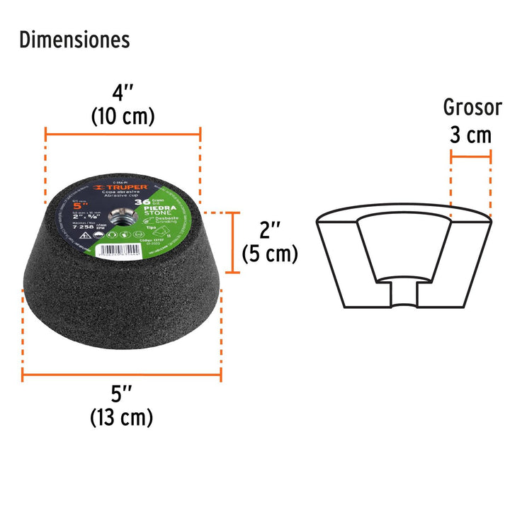 Copa Desbaste 5 Grano 36 Para Piedra - Mundo Tool 