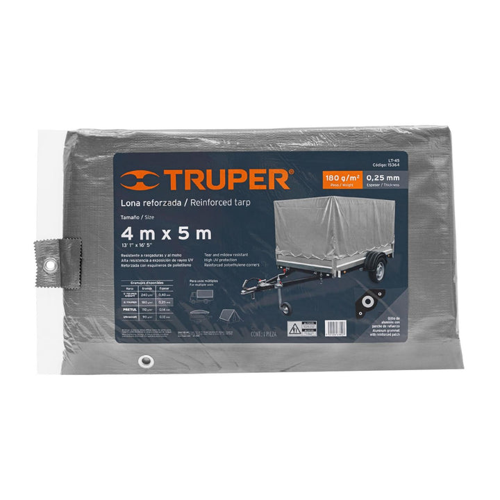 Lona gris reforzada 4 x 5 m, Truper - Mundo Tool 