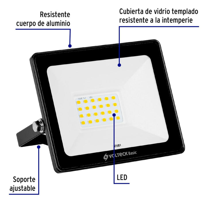 Reflector De Led Ultra Delgado 20 W Volteck - Mundo Tool 