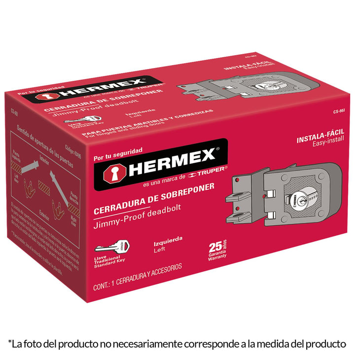 Cerradura De Sobreponer Para Puertas Corrediz Hermex - Mundo Tool 