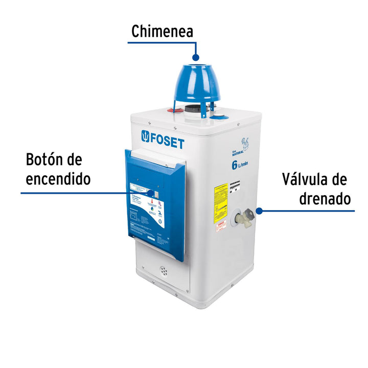 Calentador electrónico de paso 6 L 1 servicio gas natural - Mundo Tool 