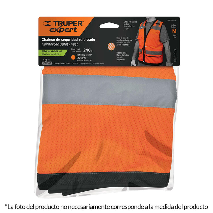 Chaleco Seguridad Reforzado Naranja Extra Grande - Mundo Tool 