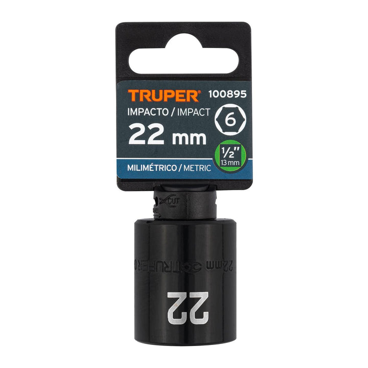 Dado de impacto de 22 mm, 6 puntas, cuadro 1/2", Truper - Mundo Tool 
