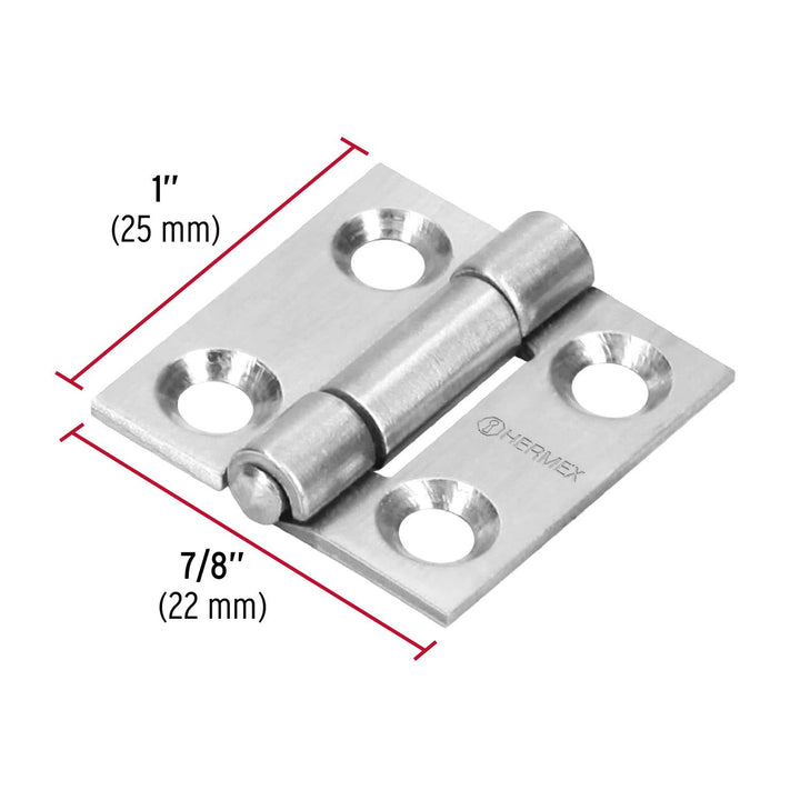 Bisagra rectangular 1', acero inoxidable Hermex - Mundo Tool 