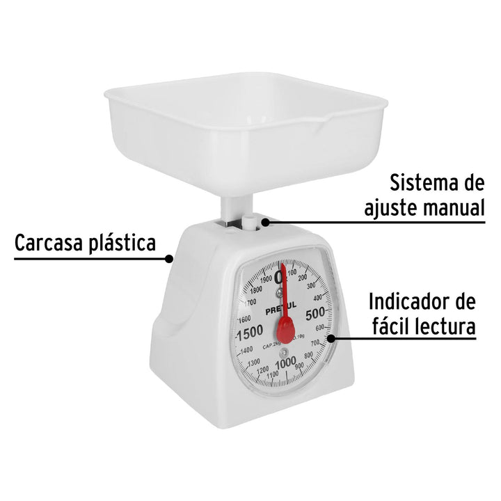 Báscula Mecánica De Cocina Para 2 Kg Pretul - Mundo Tool 