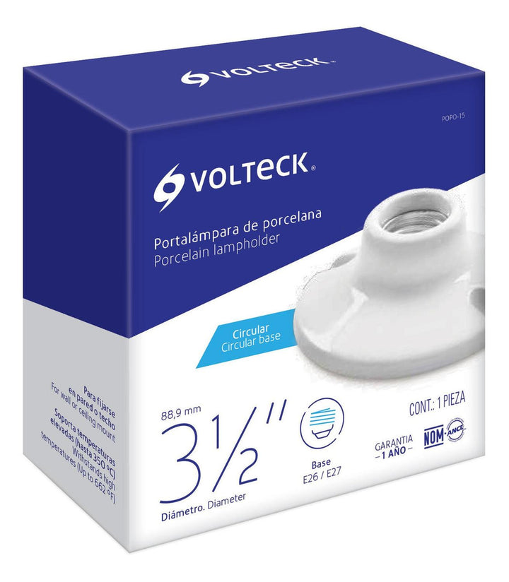 Portalámpara De Porcelana 3-1/2' Circular Volteck - Mundo Tool 