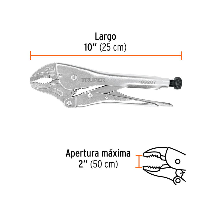 Pinza de presión 10' mordaza curva, tipo japonés, Truper - Mundo Tool 