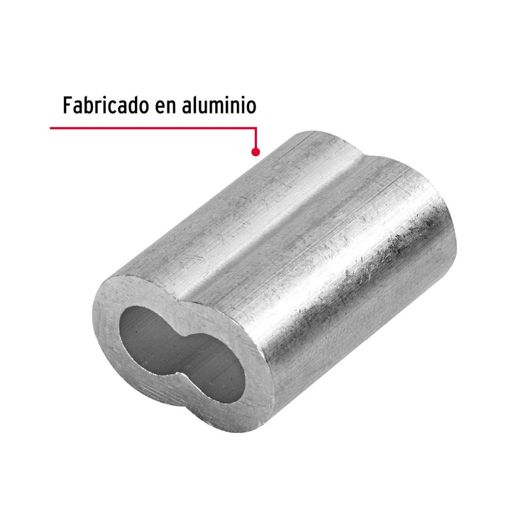 Bolsa con 50 casquillos dobles de aluminio, 1/4", Fiero - Mundo Tool 