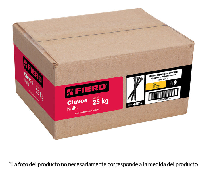 Clavo Para Concreto A Granel 1-1/2  Negro Caja De 25kg Fiero - Mundo Tool 