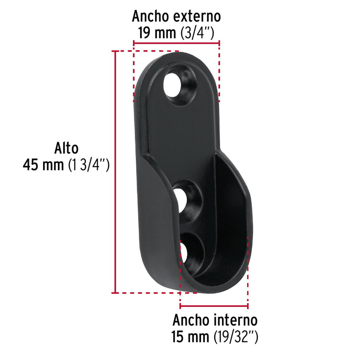 Brida negra para tubo ovalado de closet, Hermex - Mundo Tool 