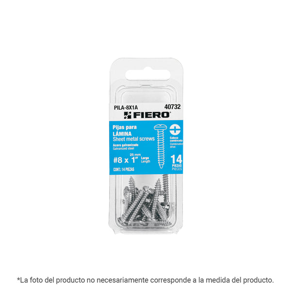 Blíster con 5 pijas para lámina, #12 x 2', FIERO - Mundo Tool 