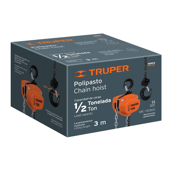 Polipasto de cadena de 1/2 ton, Truper - Mundo Tool 