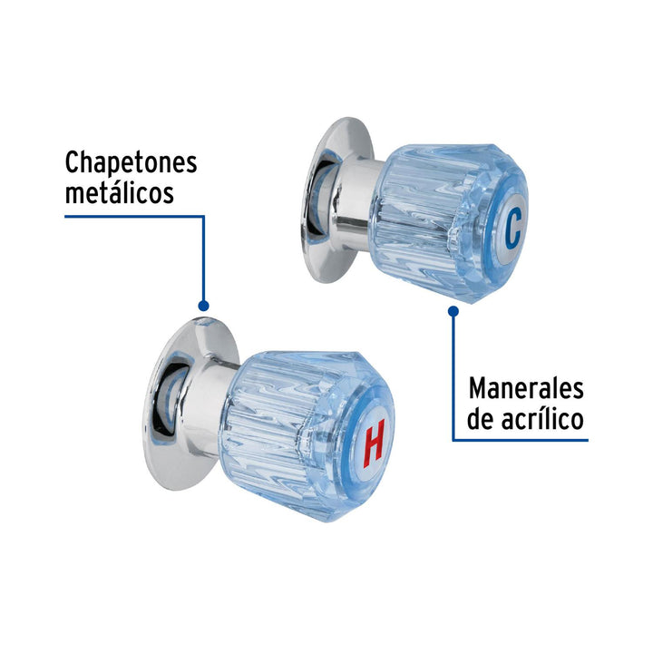 Juego De 2 Manerales De Acrilico Regadera Azu Foset - Mundo Tool 