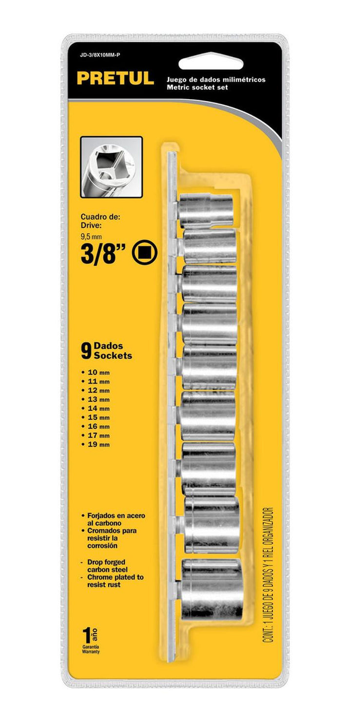 Juego De Dados Cuadro 3/8' 10pzs Mm Pretul - Mundo Tool 