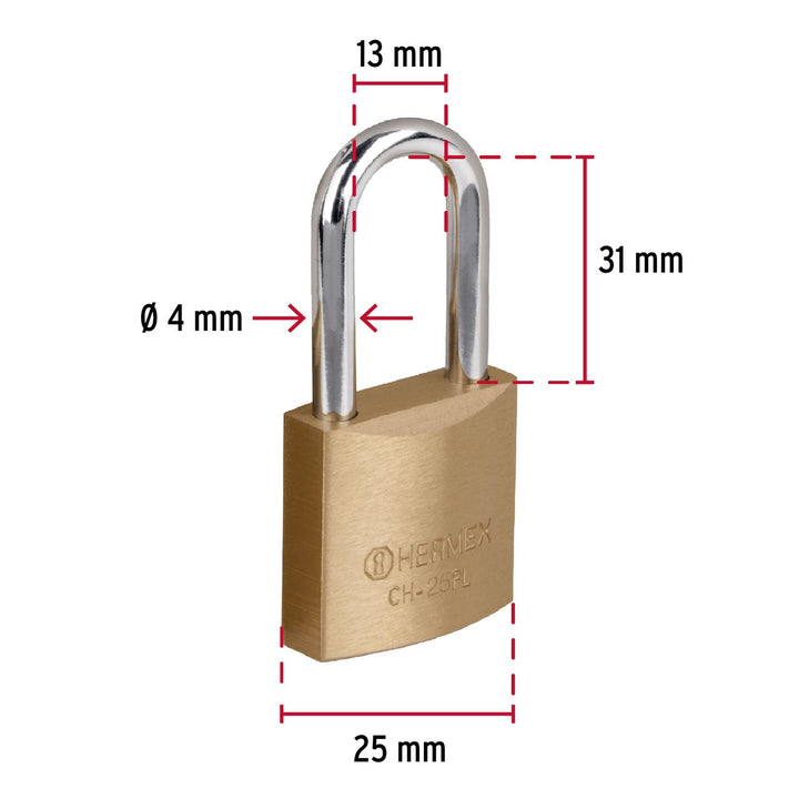 Candado De Hierro 25mm Largo Basic Hermex - Mundo Tool 