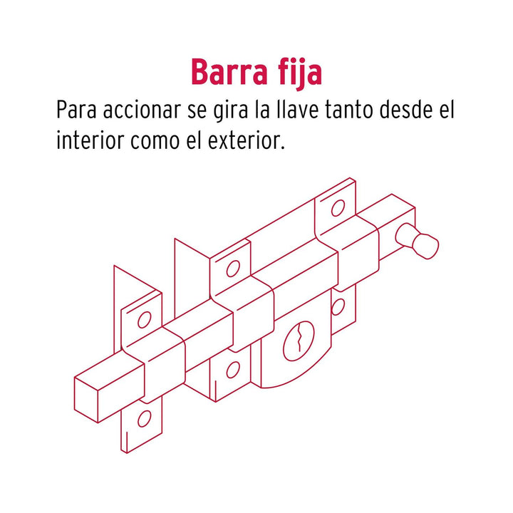 Cerradura de barra fija, llave tetra, izquierda, Hermex - Mundo Tool 