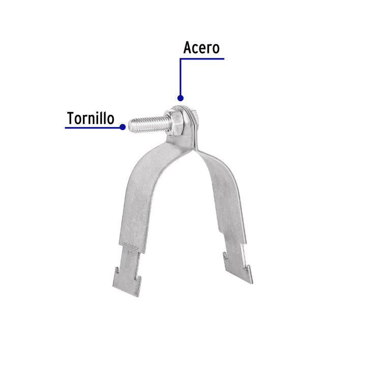 Abrazadera para unicanal de 2', Volteck. 1 pieza - Mundo Tool 