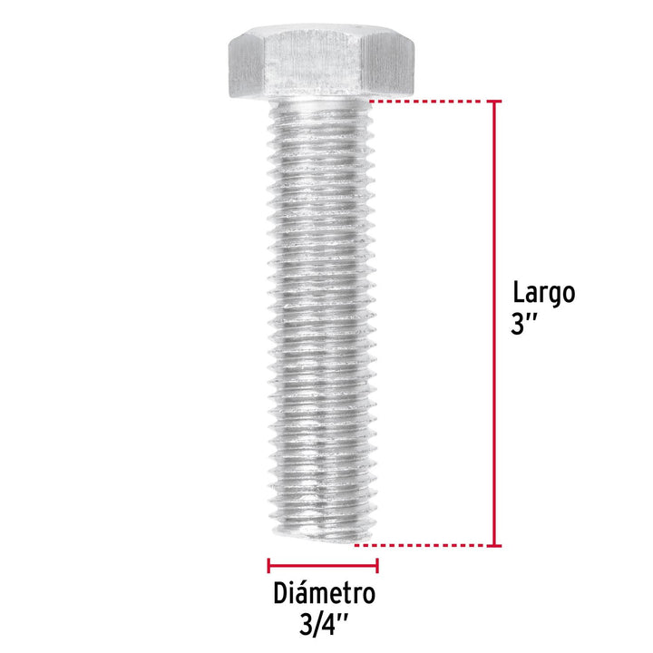 Tornillo tipo máquina, 3/4 x 3', bolsa con 4 pzas Fiero - Mundo Tool 