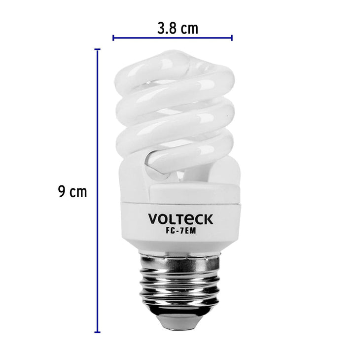 Foco Luz Cálida 7 W Espiral Mini T2 Volteck - Mundo Tool 