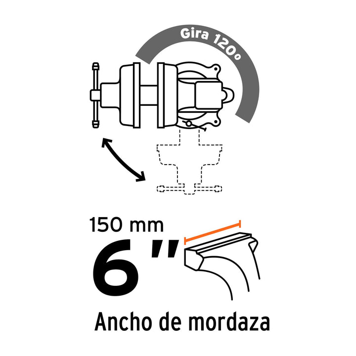 Tornillo de banco 6" tipo europeo de hierro nodular, Truper - Mundo Tool 