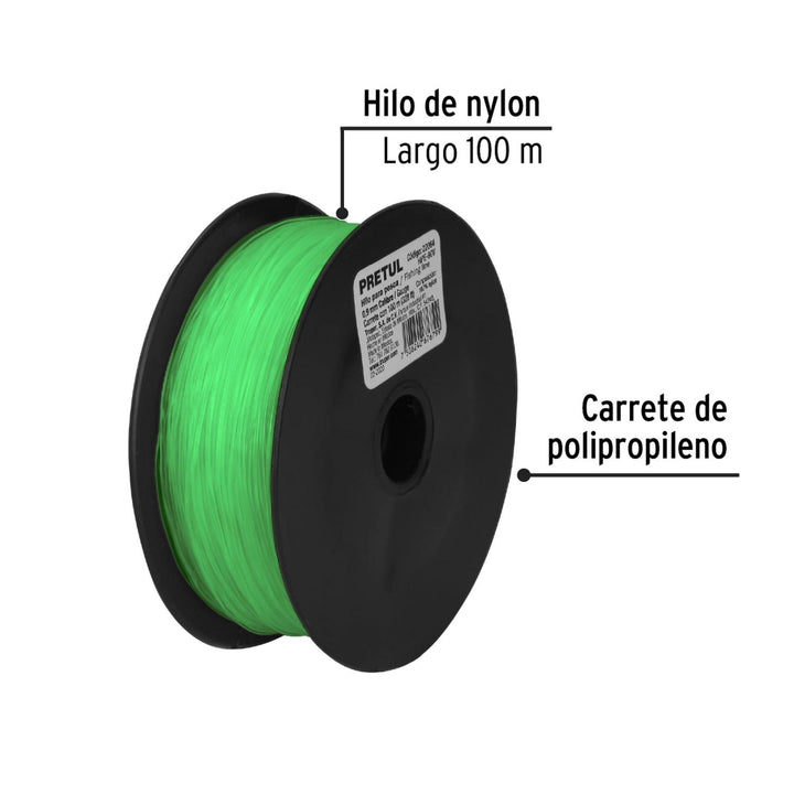 Hilo para pesca rollo 100m calibre 0.90mm verde Pretul - Mundo Tool 