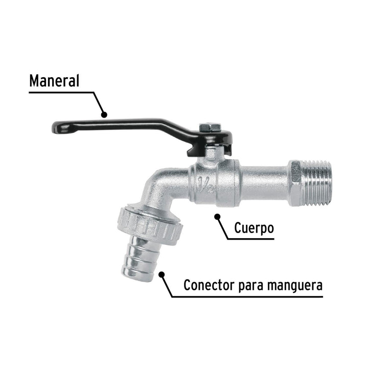 Llave De Esfera 1/2' De Zinc Pretul - Mundo Tool 