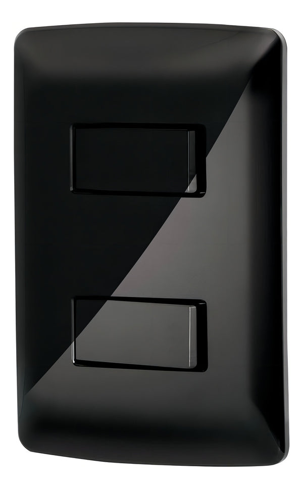 Placa Armada 2 Interruptores Sencillos Negro Volteck 47597 - Mundo Tool 
