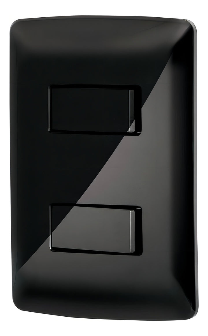 Placa Armada 2 Interruptores Sencillos Negro Volteck 47597 - Mundo Tool 