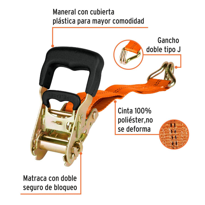 Sujetadores Con Matraca Carga Maxima 2250 Kg - Mundo Tool 