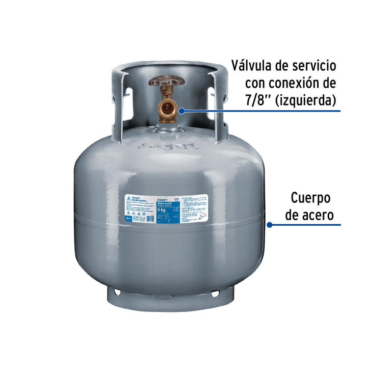 Cilindro portátil para gas LP, 6kg (13lb) Foset - Mundo Tool 