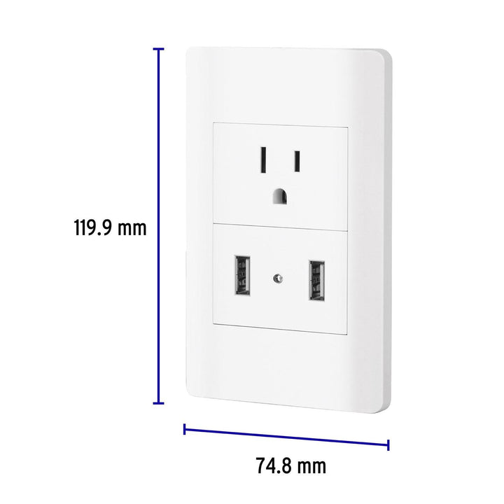 Placa armada blanca contacto y 2 puertos USB 1.5 mód, Lisboa - Mundo Tool 