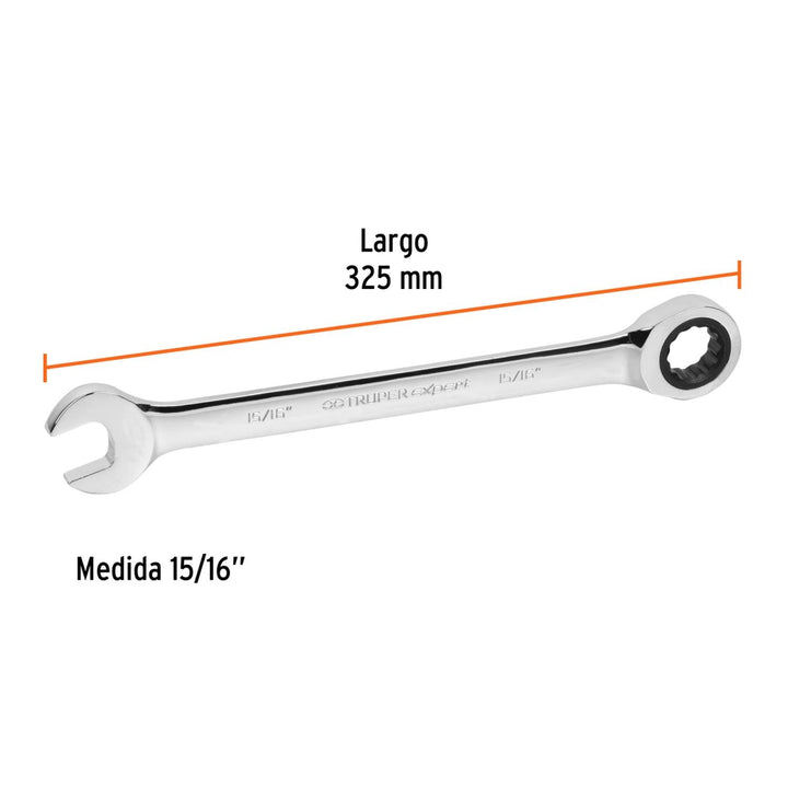 Llave Combinada Con Matraca 15/16' Expert Truper - Mundo Tool 